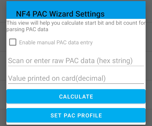 SDM PAC Wizard dialog for the idChamp® brand NF4 RFID-NFC reader writer