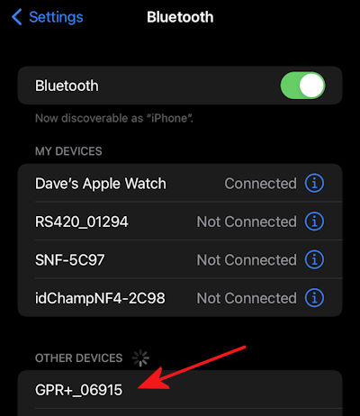 GPR+ connect to iphone iOS Bluetooth