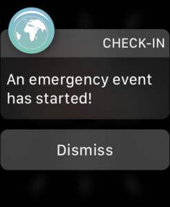 emergency mustering notification rally point Apple Watch check-in