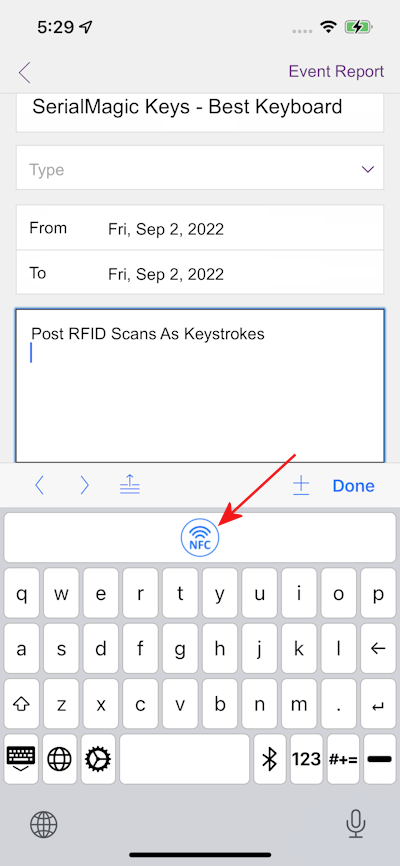 SerialMagic Keys iOS Post RFID From iPhone Built-in NFC Reader NFC icon