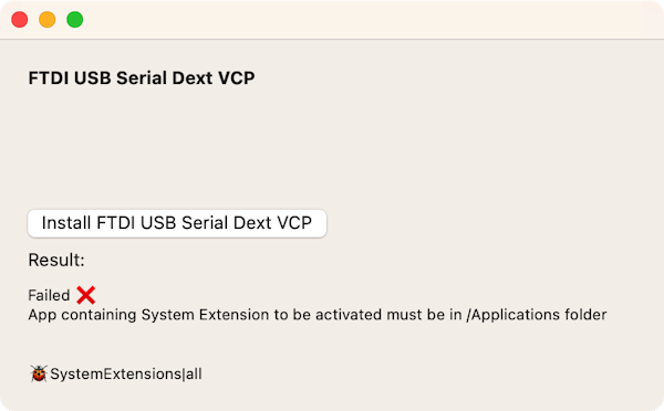 Java SerialPort MacOS M1 Apple Silicon FTDI Driver install fail