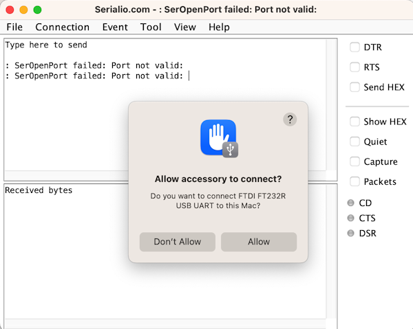 Java SerialPort MacOS M1 JavaTerm Connect USB RS232 Adapter to MacOS M1