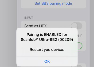 yACK BLE iPhone Ultra-BB2e BLE Pairing Mode Enabled