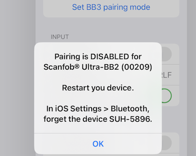 Wireless RFID-NFC iOS iPhone Disabled Pairing mode so no more pairing prompt on connect