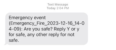 Emergency headcount SMS/TEXT Are You Safe or not 