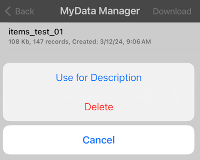 Mobile Grid iPhone MyData Manager use for description