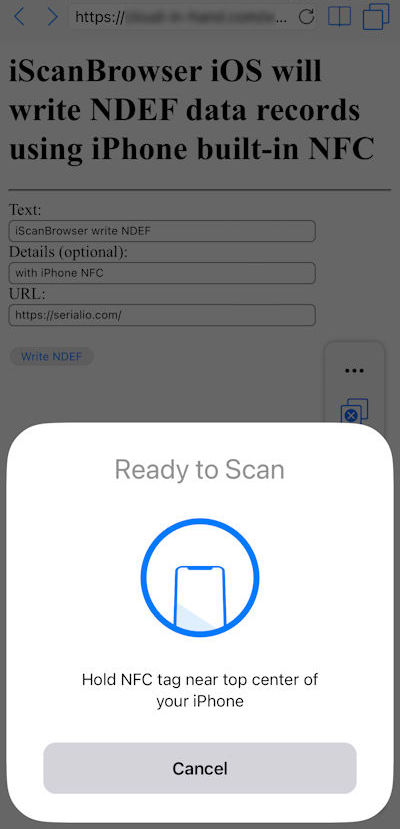 iPhone Write NDEF records from website using iPhone NFC