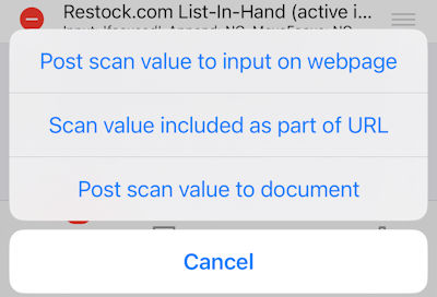 iScanBrowser WFR pick wizard posting type