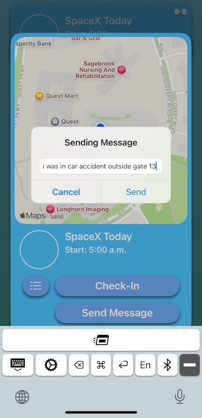 Employee Incident Reporting App stratus io Remote Check in Sending Message 