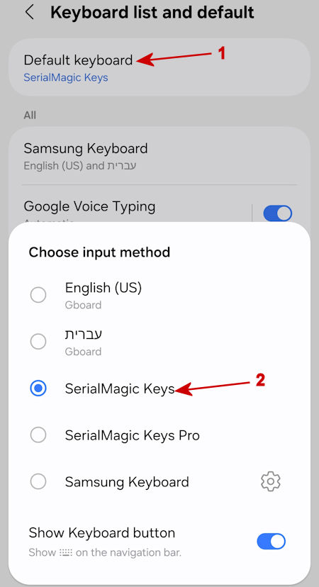 Android 15 Settings Derfault keyboardt SerialMagic Keys 
