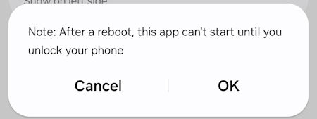 Android 15 Settings SerialMagic Keys After reboot acknowledge 