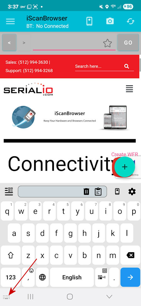 iScanBrowser Set SerialMagic Keys as Active Keyboard 