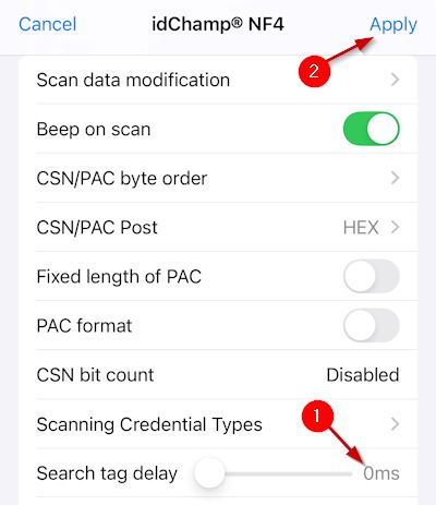 Faster NF4x Reads iScanBrowser iOS Search tag delay 0ms