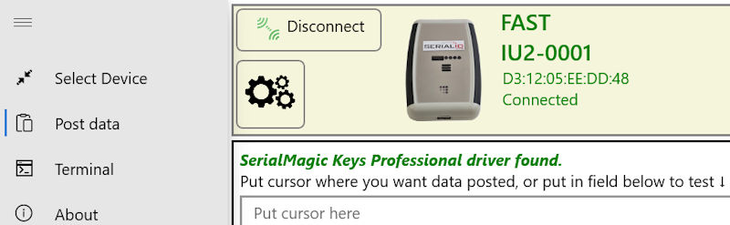 UHF Desktop Reader SerialMagic Keys Windows idChamp RE40 USB FAST Wireless Post data cursor location