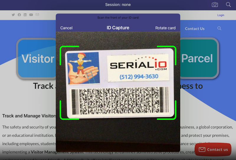 iPad visitor checkin kiosk ID Badge Capture 