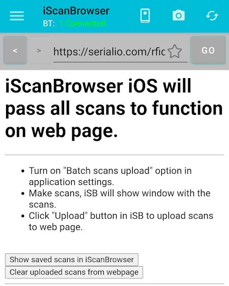 iScanBrowser RFID Web Wedge Android Batch Upload To Webpage Example1 