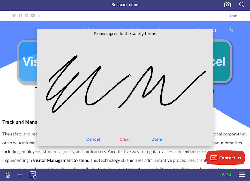 visitor iPad check in kiosk signature capture 