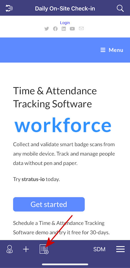 Cloud-In-Hand Stratus-io Time and attendance Main iPhone Emergency Event