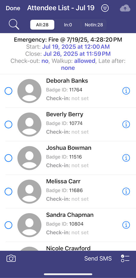 Mobile Emergency Headcount ACS Roster iPhone 