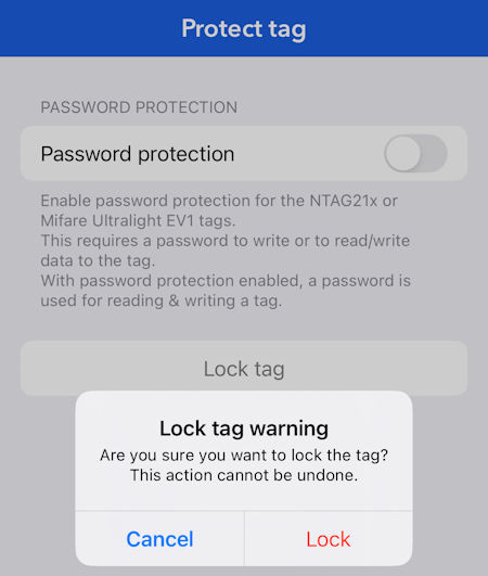 Lock NFC Tags On iPhone with NFC Read Write app