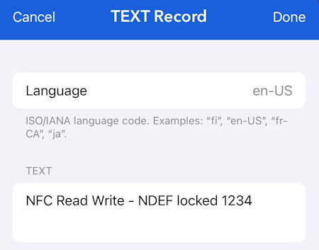 NDEF TEXT Record How To Lock NFC Tags On iPhone