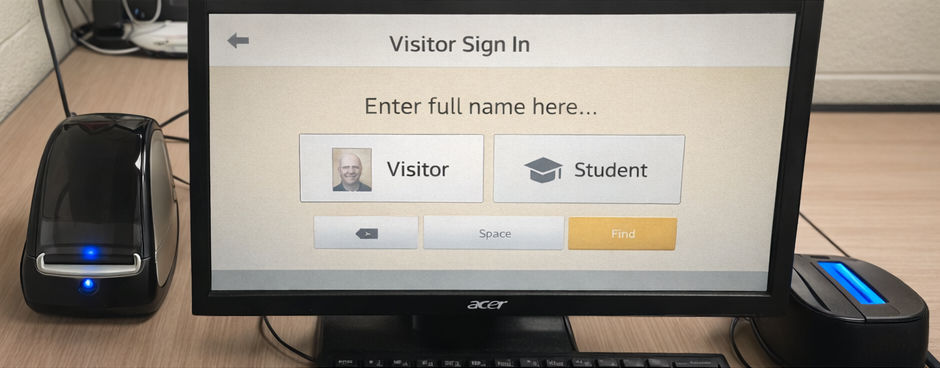 school visitor check in PC Keyboard Type Name