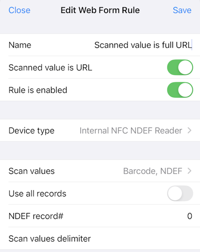Web Form Rules WFR Scanned value is URL Web Form Rules WFR Scanned value is URL