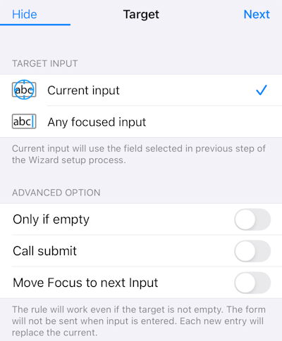 iScanBrowser Web Form Rules New Rule Current input iScanBrowser Web Form Rules New Rule Current input