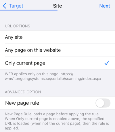 iScanBrowser Web Form Rules New Rule Only current page iScanBrowser Web Form Rules New Rule Only current page