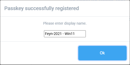 cloud-in-hand Passkey successfully registered name