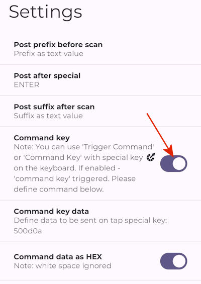 SerialMagic Keys Pro Android Settings Command key enabled